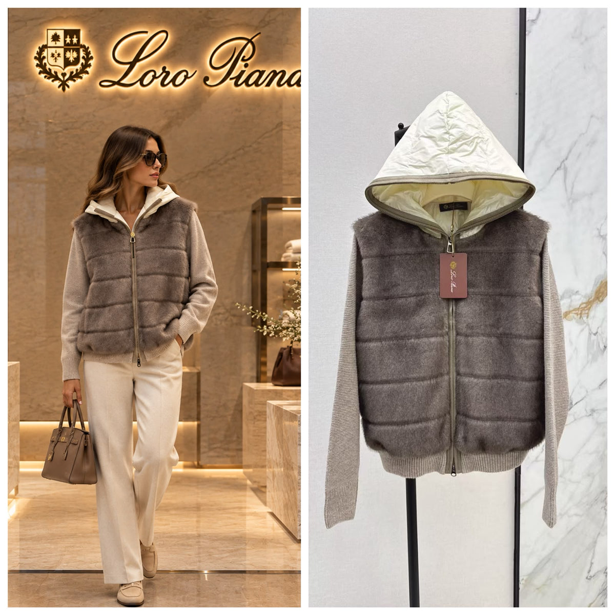 Loro Piana Reversible Hooded Cashmere and Fur-Trimmed Quilted Jacket