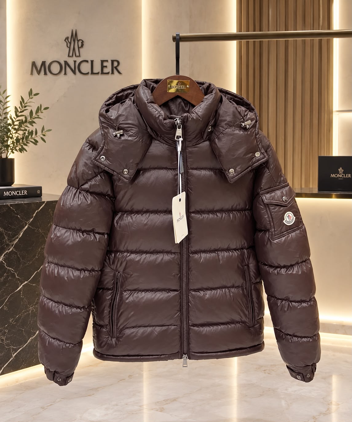 Moncler Glossy Hooded Puffer Jacket
