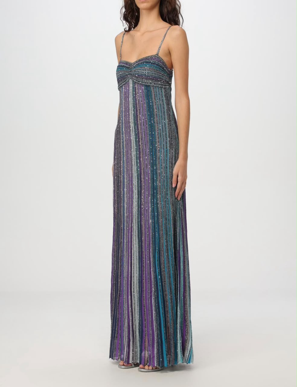 Missoni Metallic Striped Knit Maxi Dress
