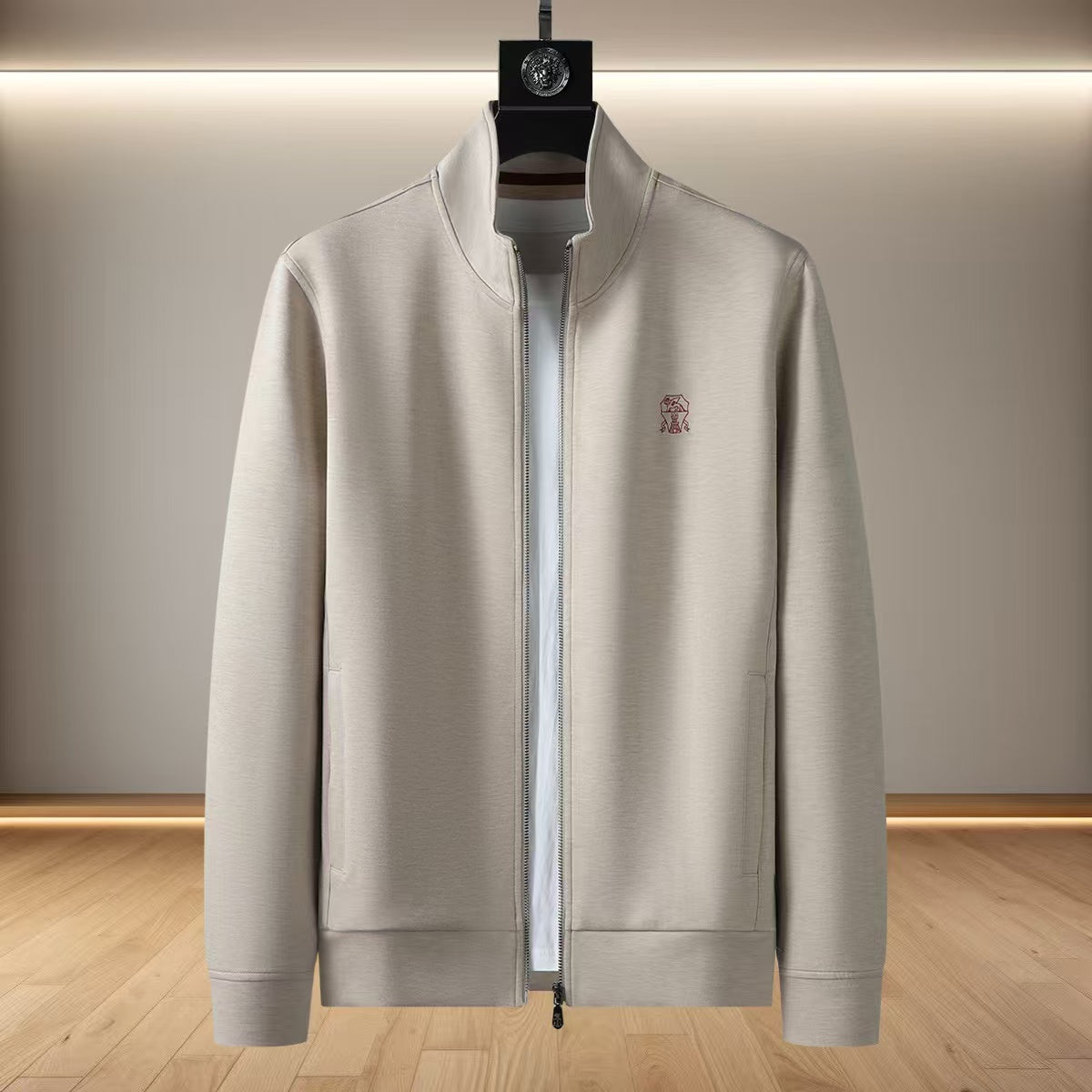 Embroidered Stand Collar Tracksuit