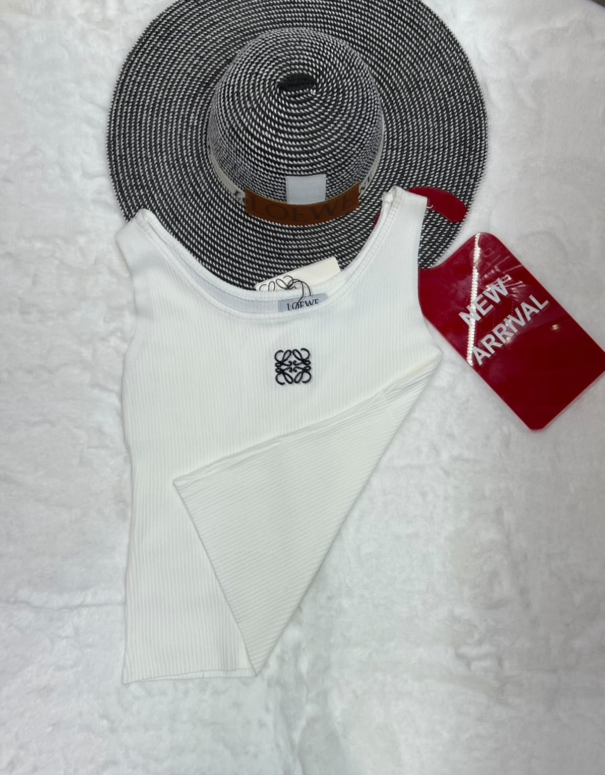 Loewe Anagram Ribbed Crop Top & Loewe Woven Wide-Brim Hat