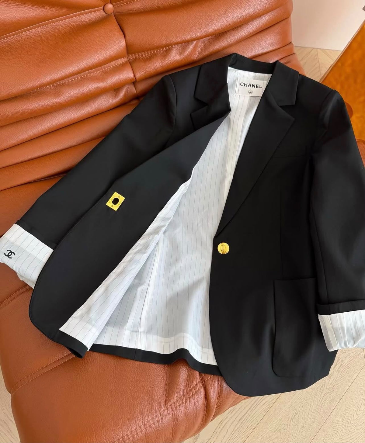 Chanel Single-Button Tailored Blazer