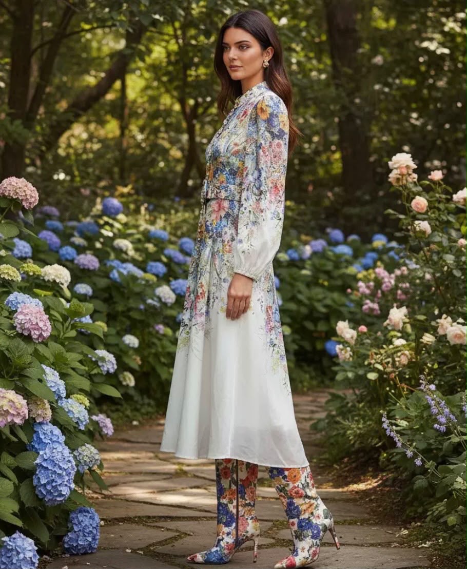 Zimmermann High-Neck Floral Print Midi Dress
