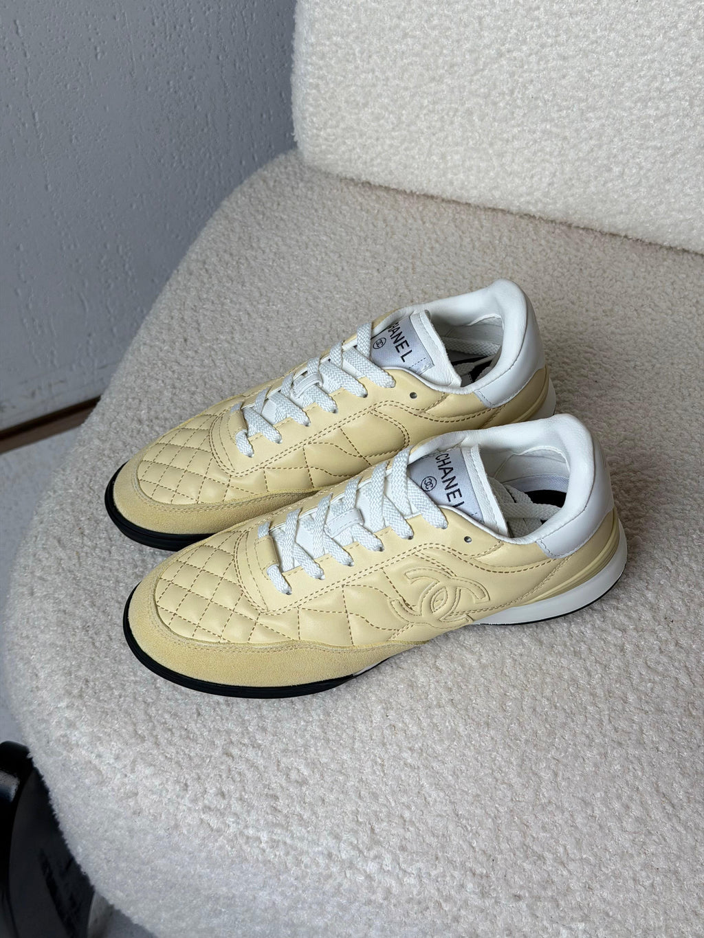 Chanel Quilted CC Logo Low-Top Sneakers