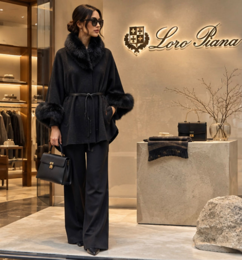 LORO PIANA Trimmed Belted Cape