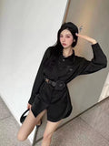 Prada Black Long-Sleeve Shirt with Belt and Pouch