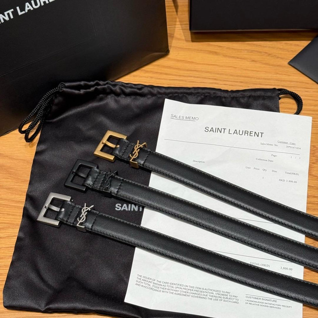 SAINT LAURENT — Cassandre Square Buckle Belt