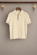 HERMES Contrast Trim Quarter Zip Polo Shirt