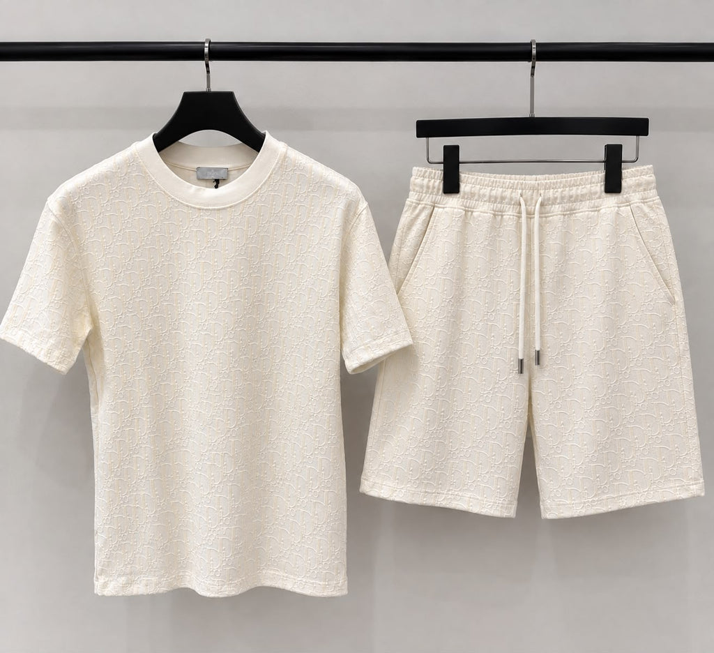 Dior Tonal Monogram T Shirt Shorts Set