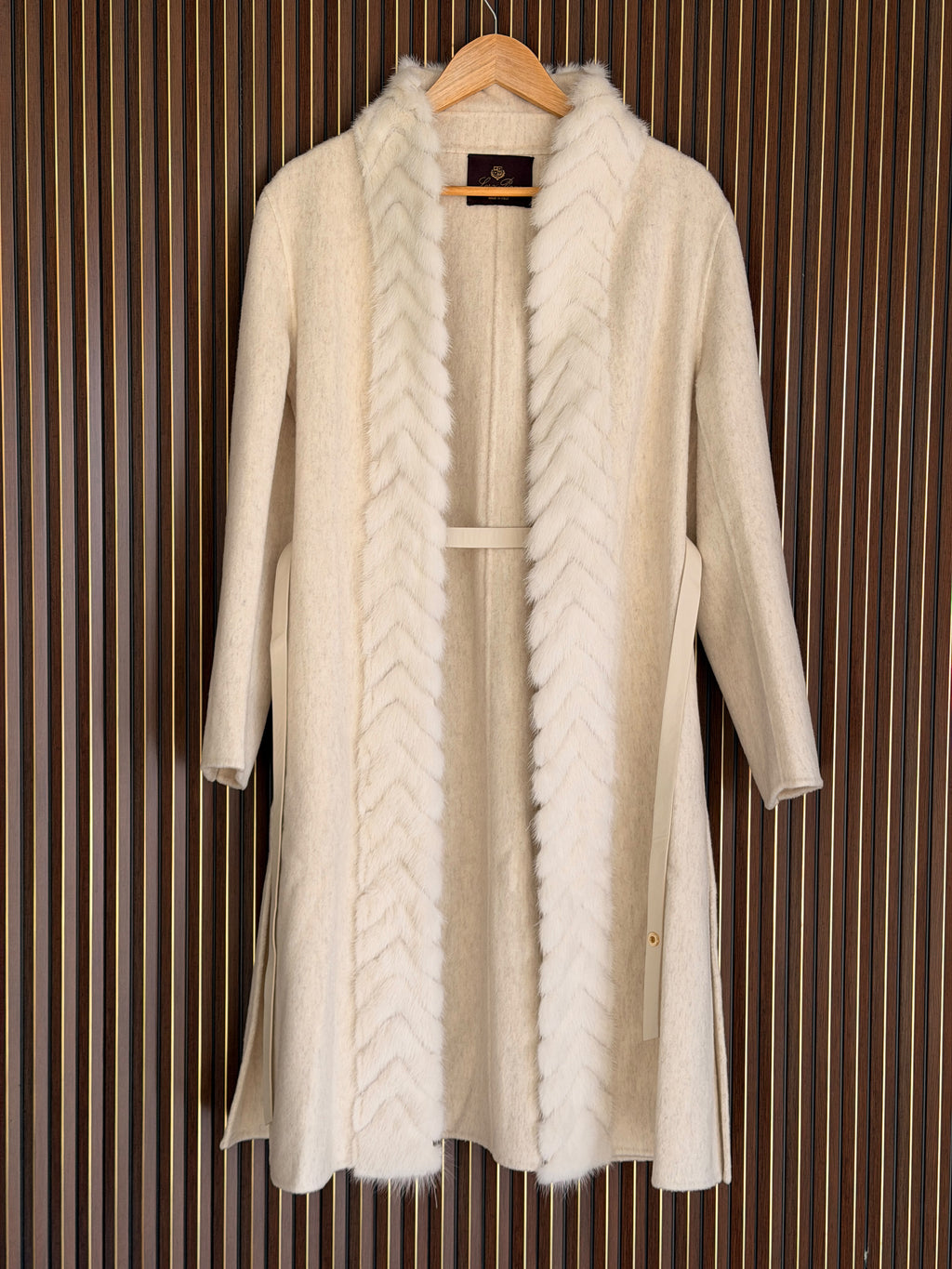 Loro Piana — Cashmere Coat with Mink Fur Trim & Leather Belt
