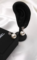 CHANEL – CC Pearl Drop Earrings