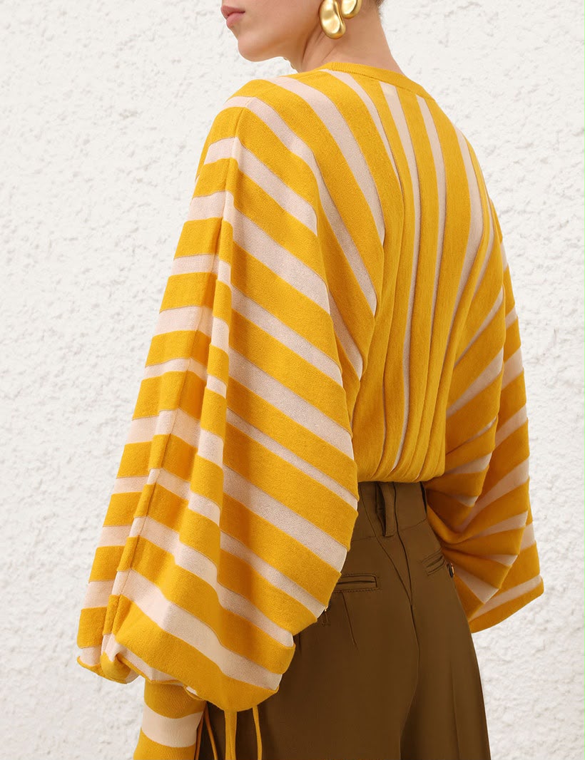 Zimmermann Striped Cashmere Cropped Sweater