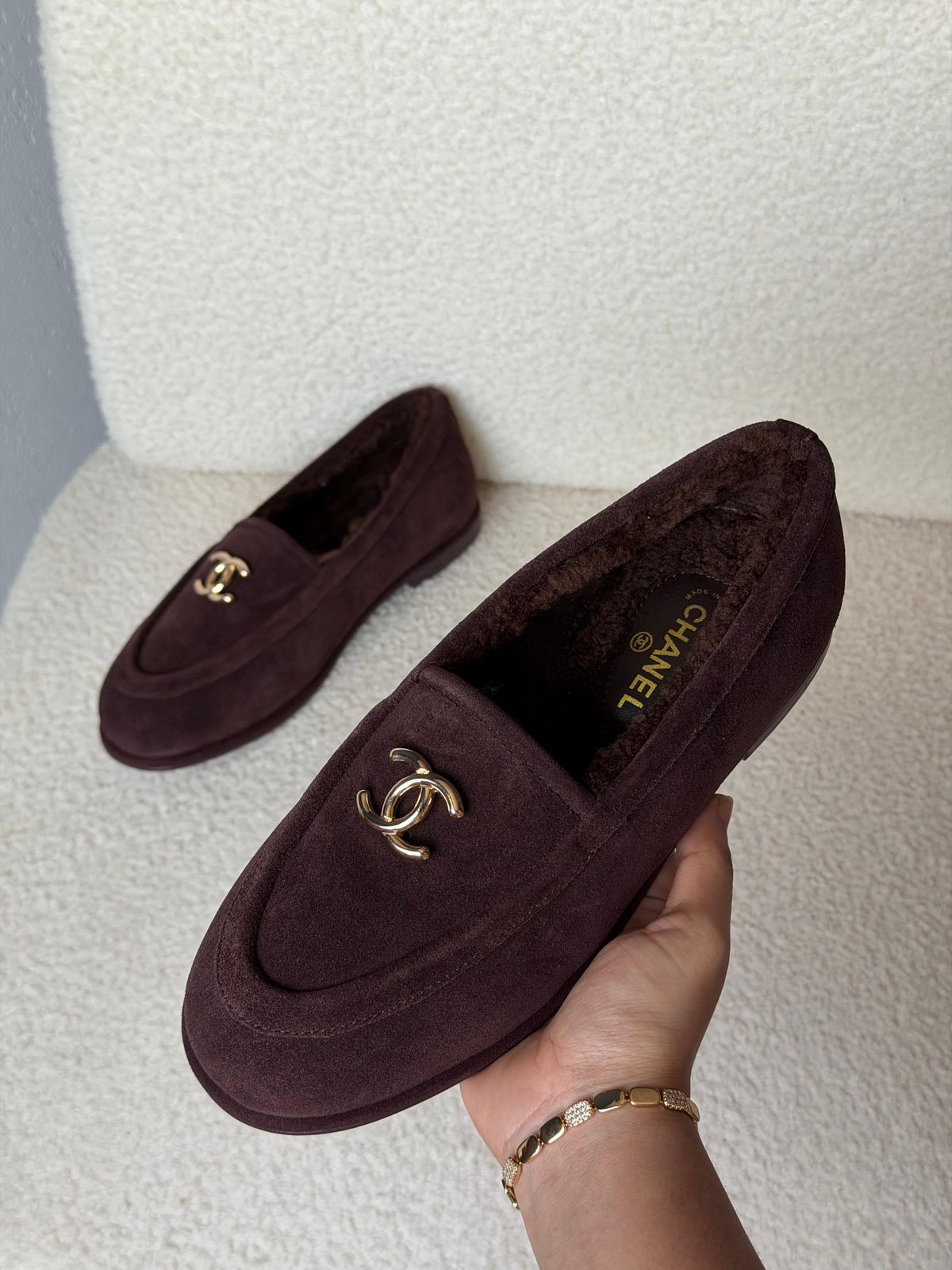 CHANEL Fleece-Lined Loafer Flats