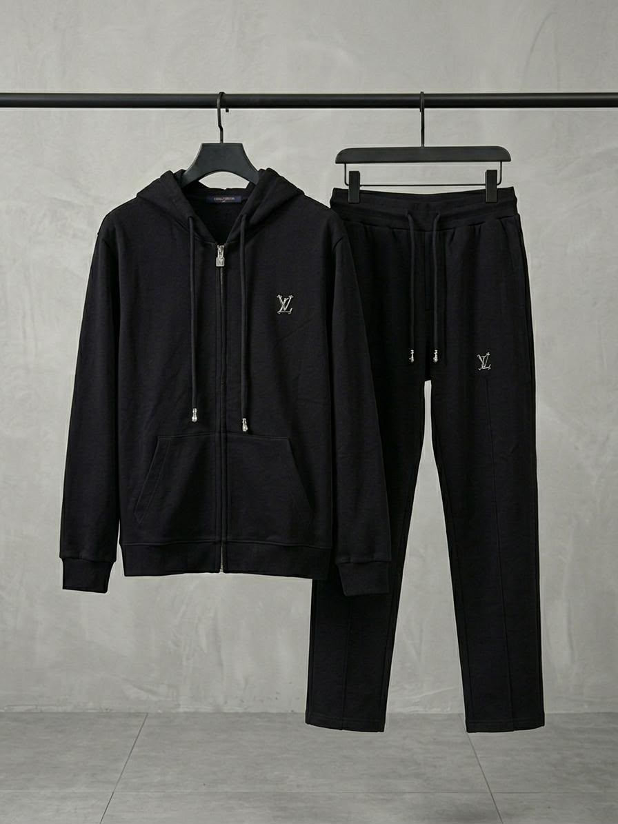 LV Metal Logo Zip Hoodie Trouser Set