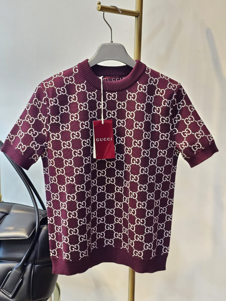 Gucci GG Jacquard Wool Short-Sleeve Top