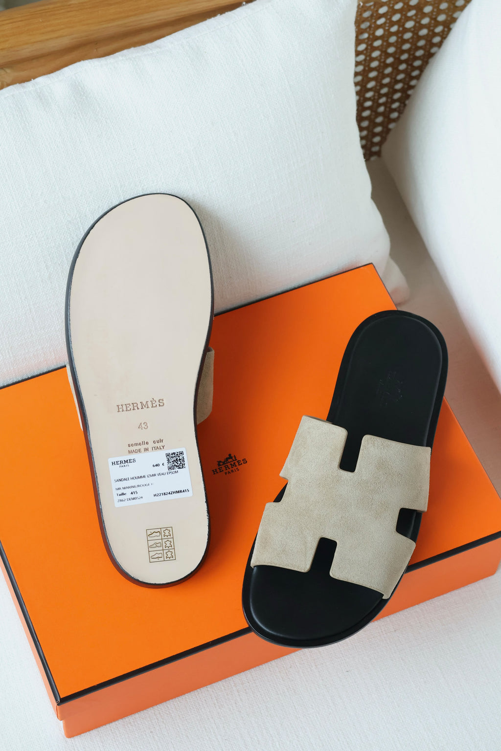 Hermès Oran Woven Canvas Slide Sandal