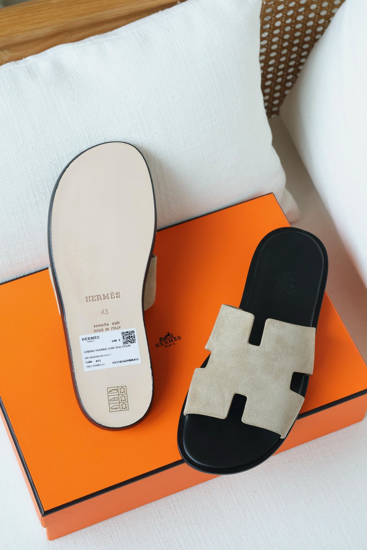 Hermès Oran Woven Canvas Slide Sandal