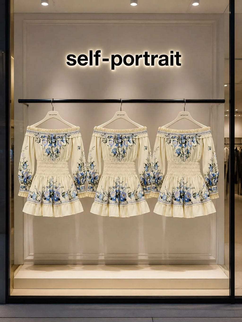 Self-Portrait Floral Organza Ruffle Mini Dress