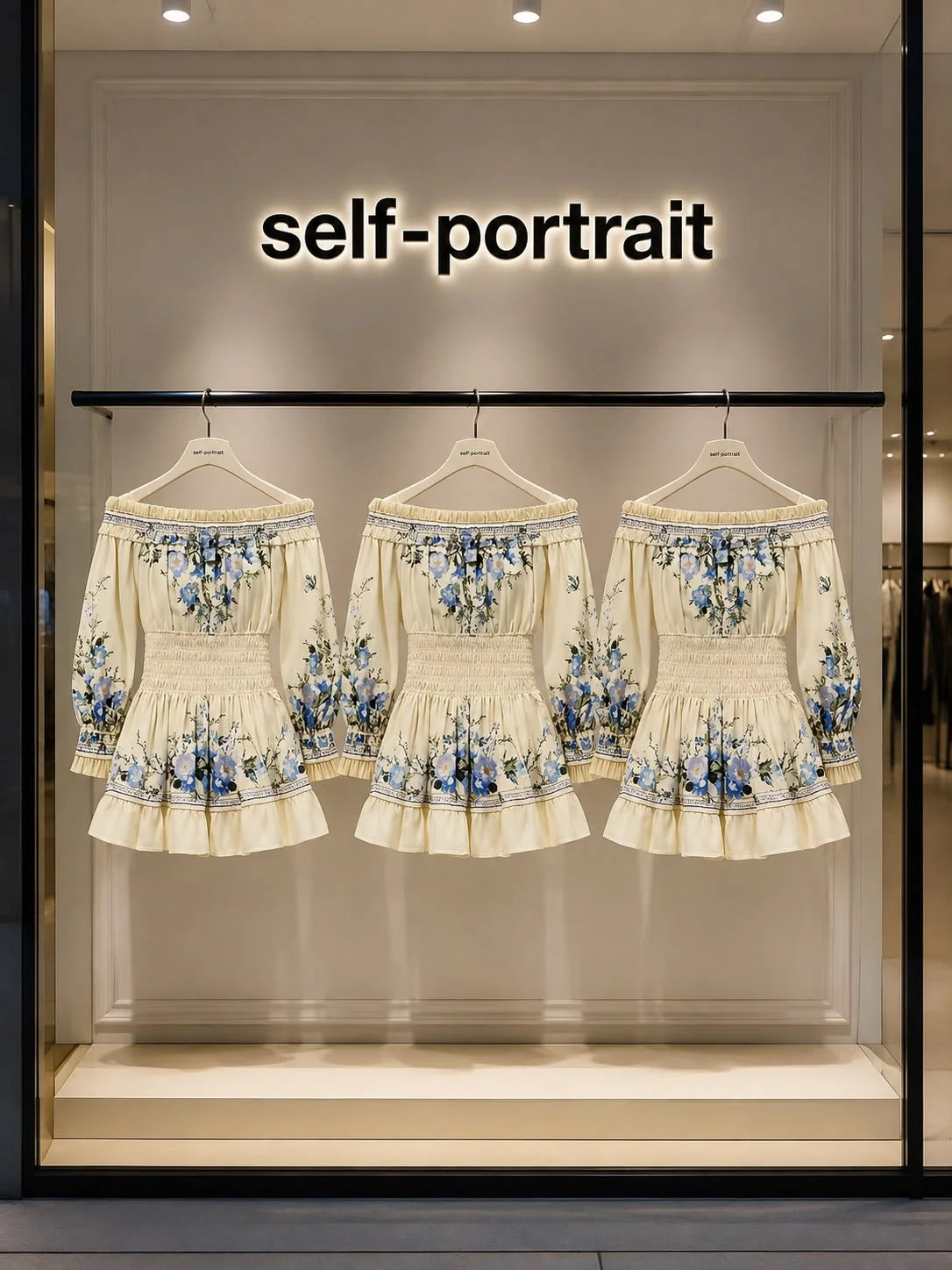 Self-Portrait Floral Organza Ruffle Mini Dress