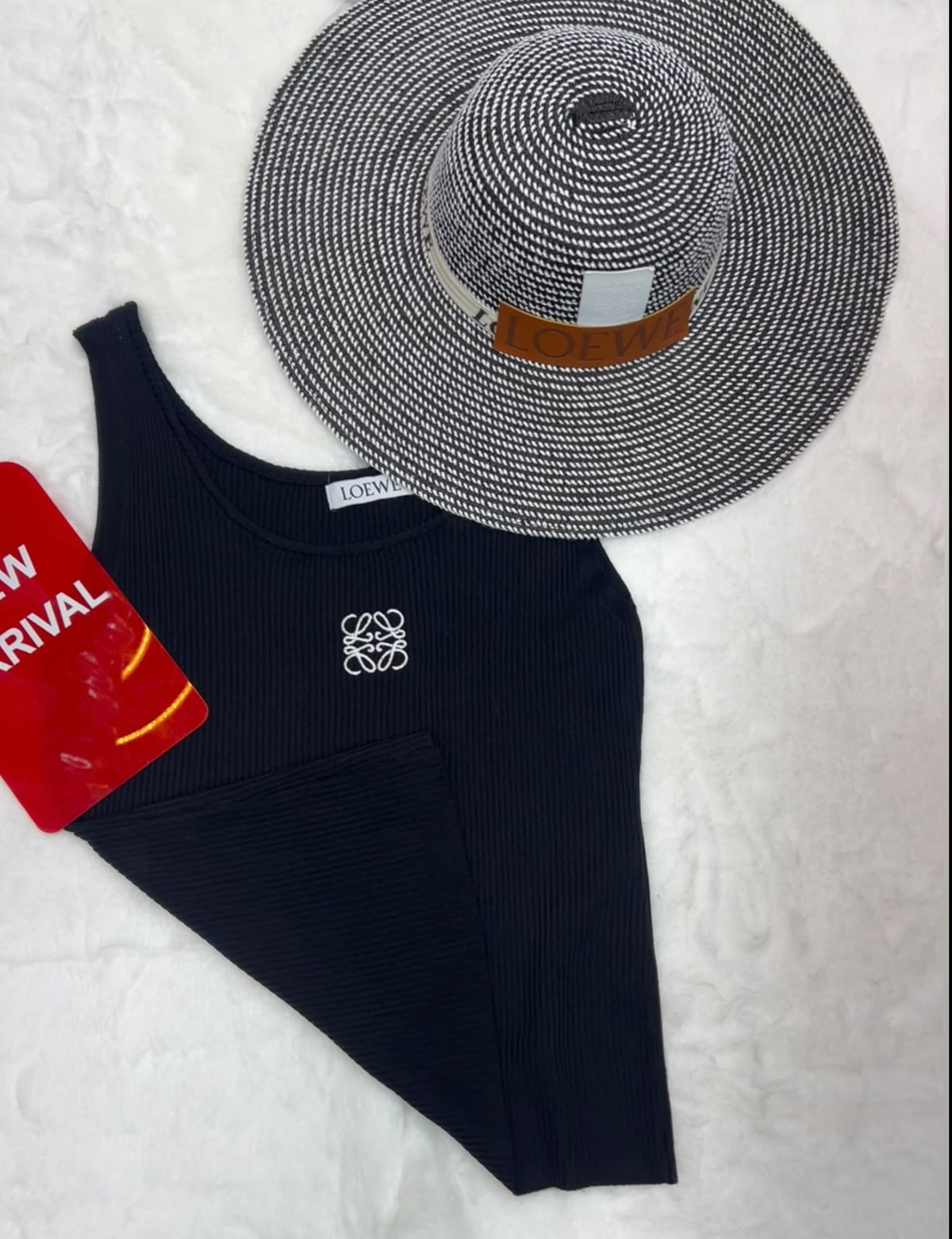 Loewe Anagram Ribbed Crop Top & Loewe Woven Wide-Brim Hat