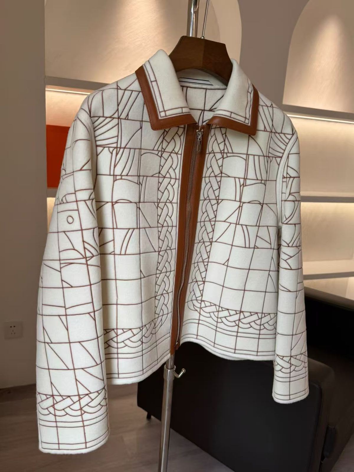 Hermès Brides de Gala Short Zipped Jacket — Blanc Nacre.