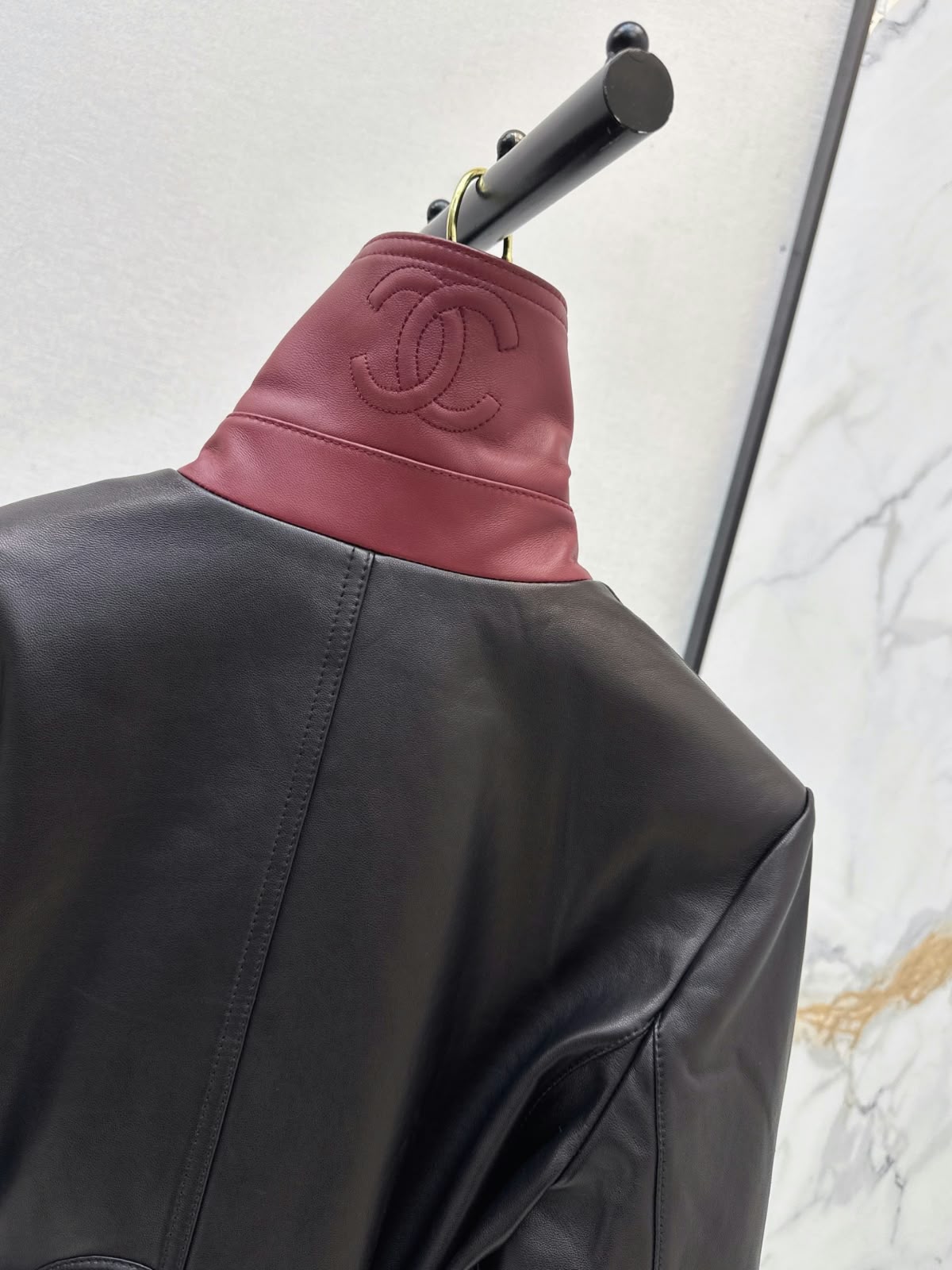 Chanel Leather Jacket with Bow/Belt