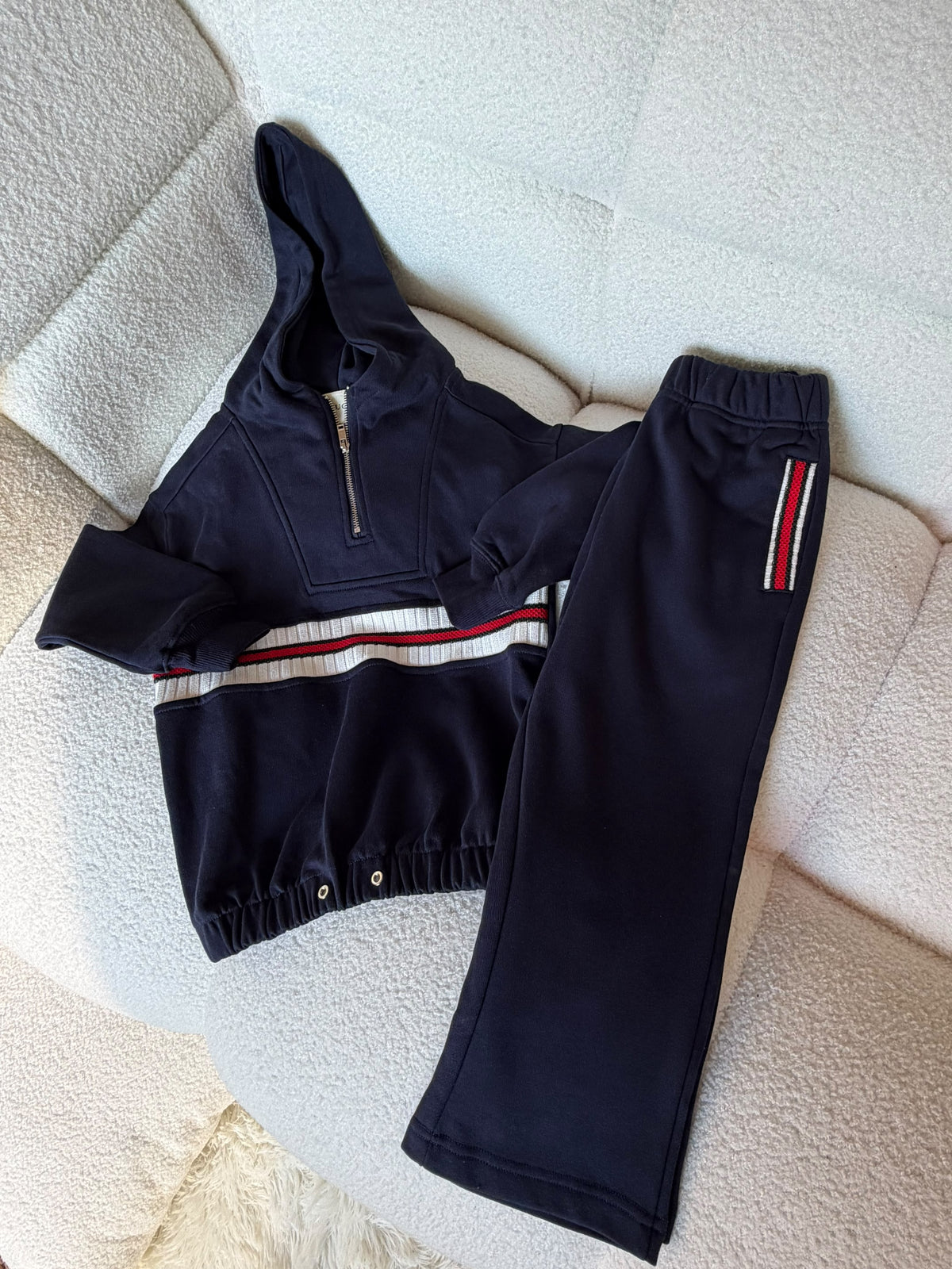 Gucci Kids Navy Half Zip Hooded Set