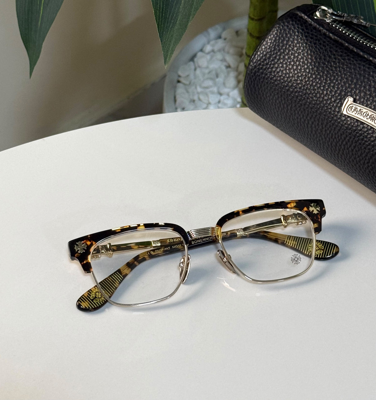 Chrome Hearts Tortoiseshell and Gold Optical