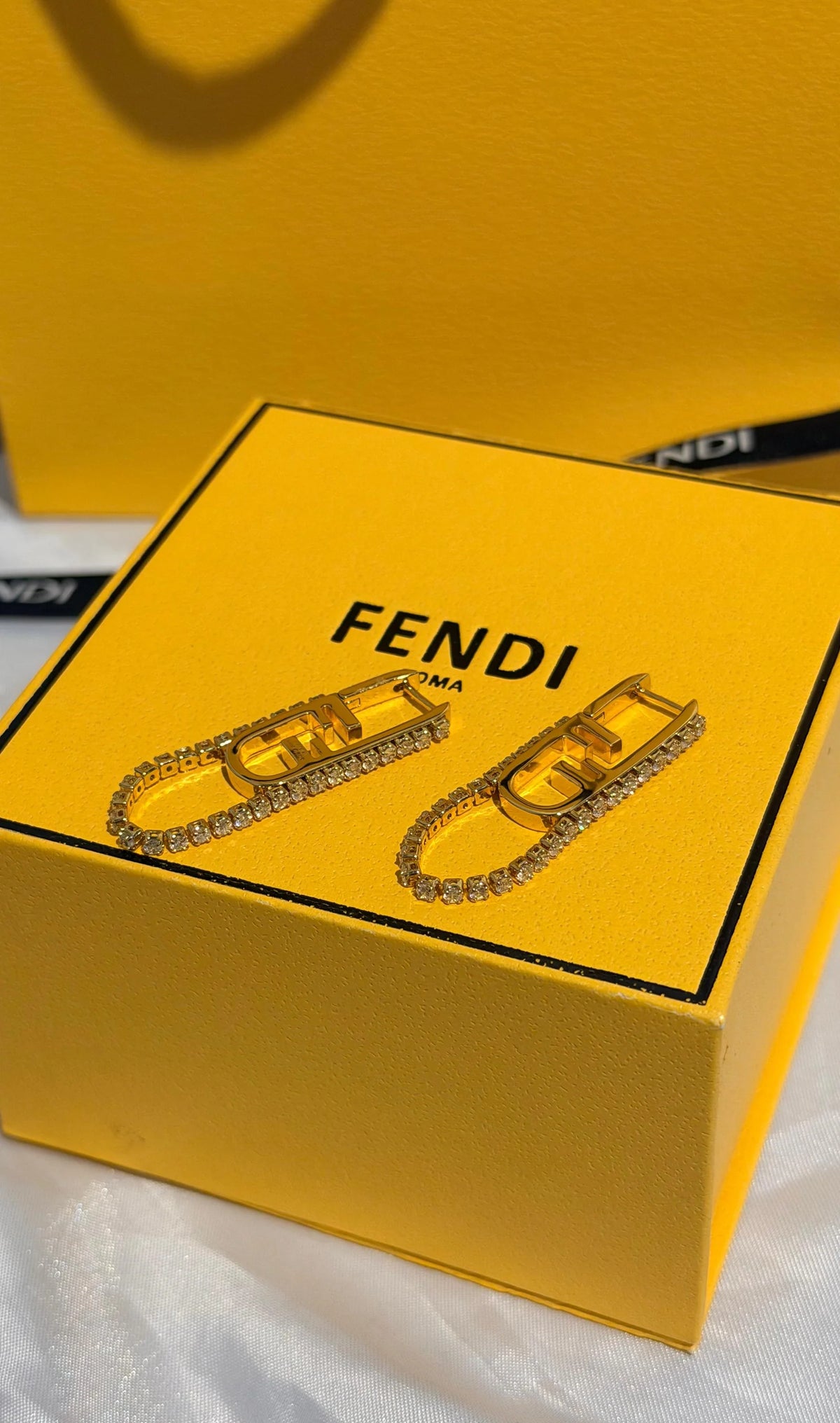 FENDI O'Lock-motif Crystal Earrings | Gold