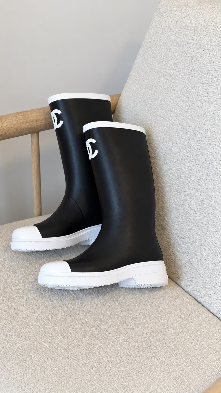 Chanel Rubber Rain Boots with CC Logo