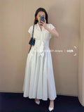 Alaïa V-Neck Belted Cotton Poplin Dress
