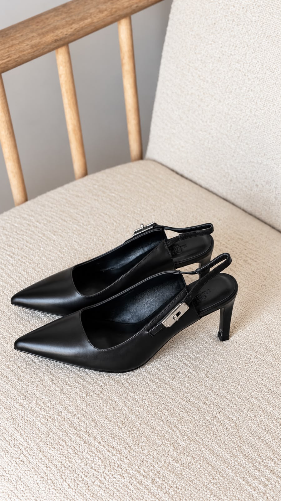Hermès Leather Pointed-Toe Slingback Pumps