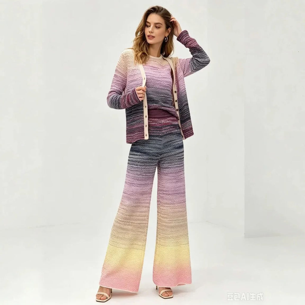 Missoni Gradient Zigzag Knit Cardigan and Pants Set