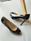 Christian Louboutin Black Patent Leather Vendome 120 Peep Toe Pumps