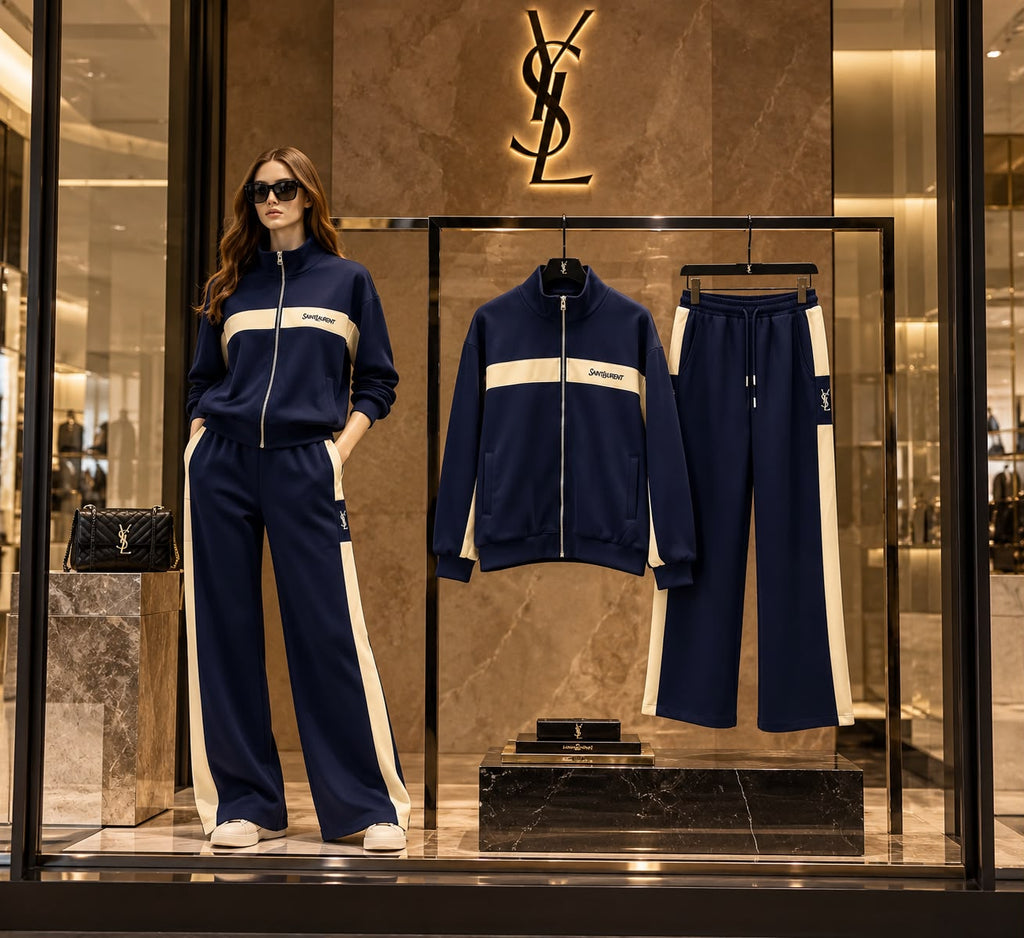 Saint Laurent Contrast Stripe Track Jacket and Pants Set