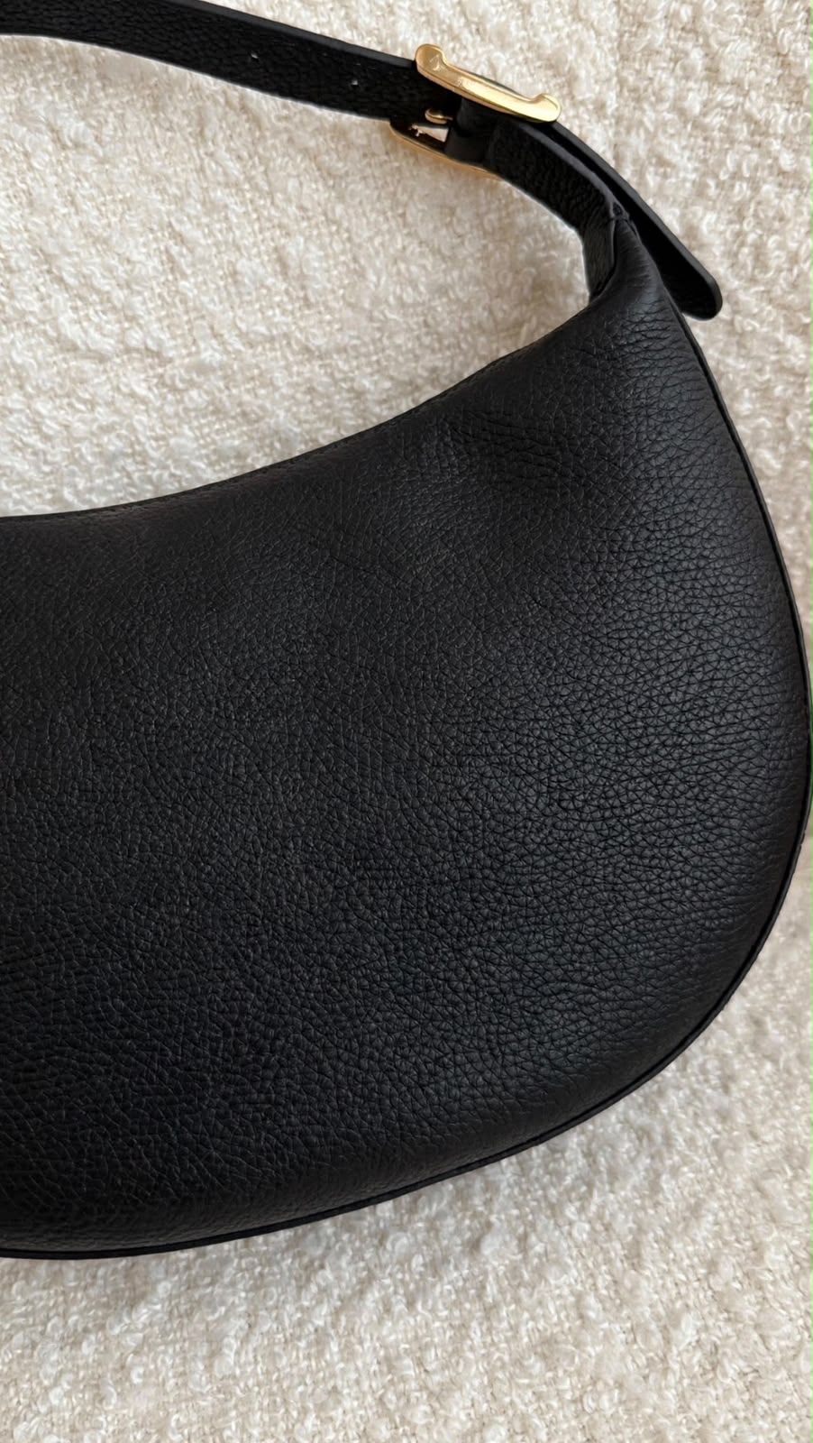 Chanel Grained Leather Crescent Hobo Shoulder Bag
