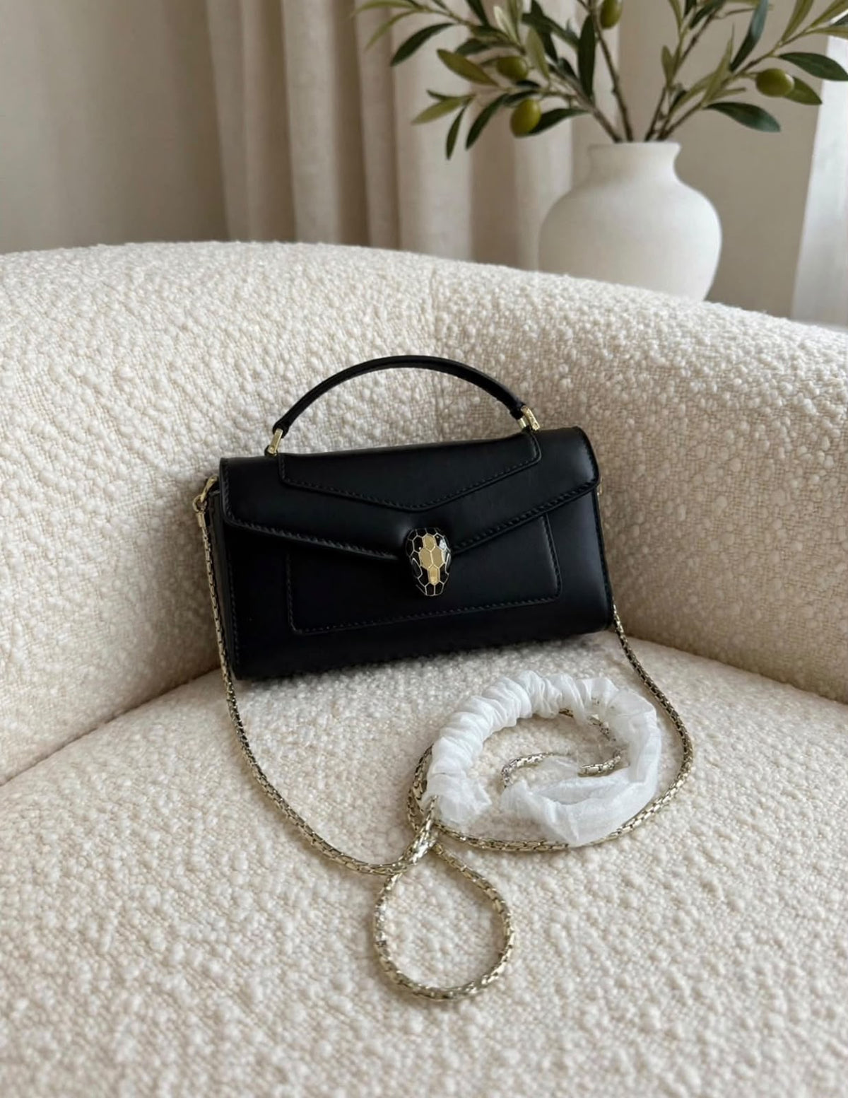 BVLGARI Serpent Clasp Chain Top Handle Bag
