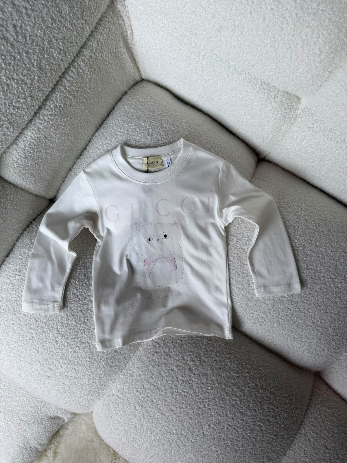 Gucci Kids White Cat Long Sleeve Top
