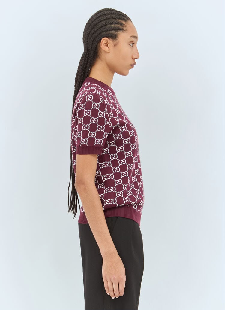 Gucci GG Jacquard Wool Short-Sleeve Top