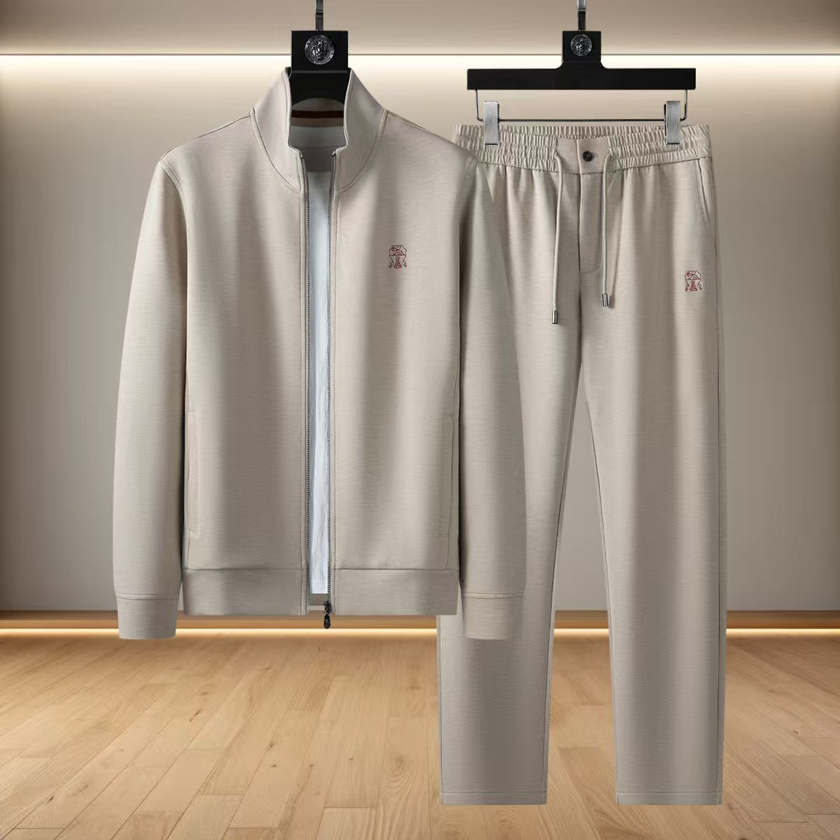 Embroidered Stand Collar Tracksuit
