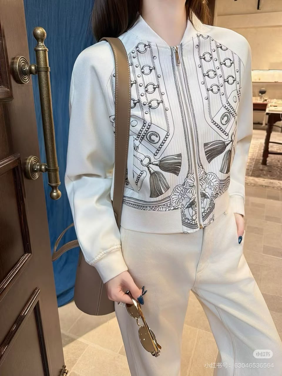: Dior Printed Silk & Leather-Style Bomber Jacket