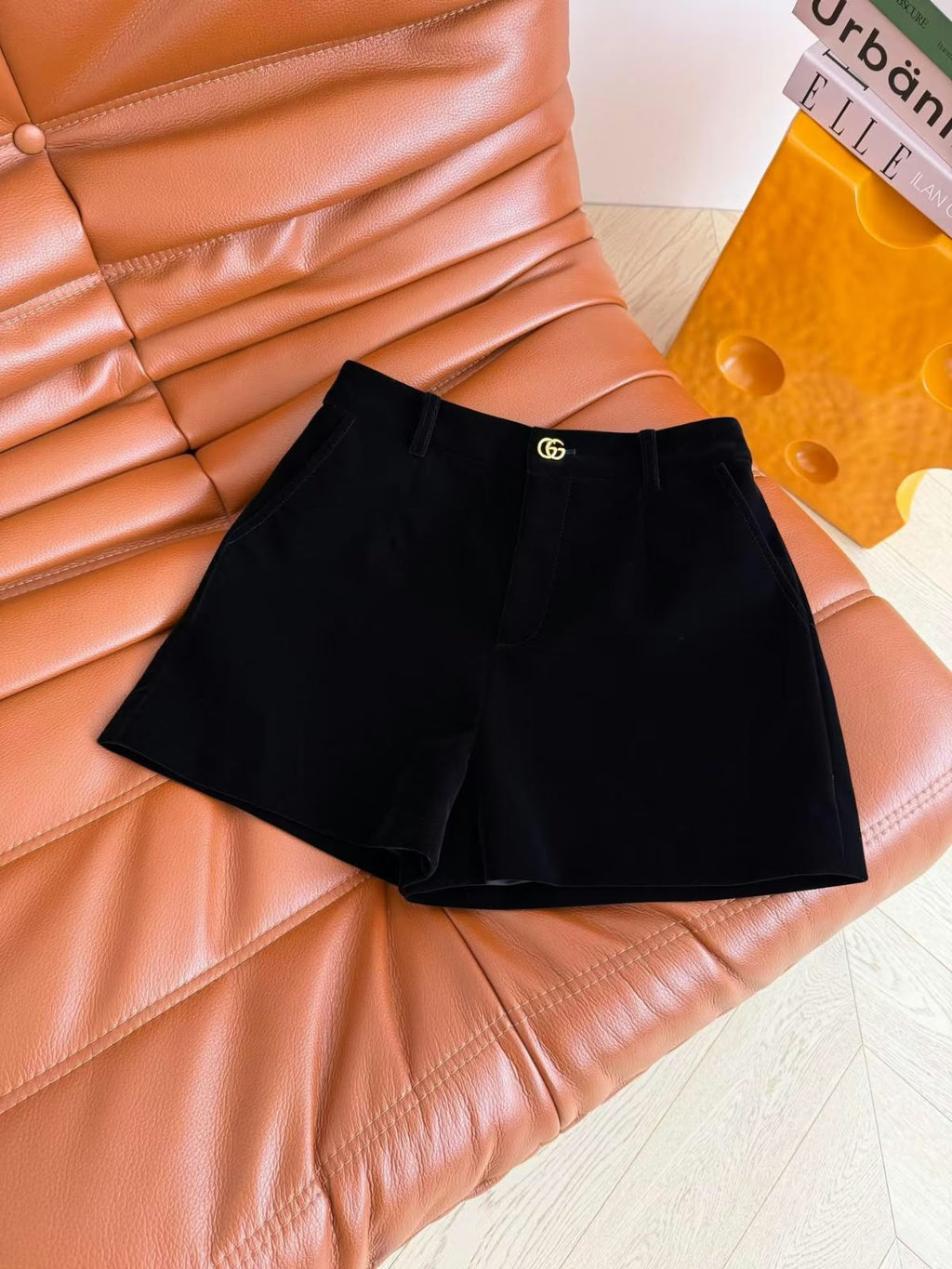 Gucci Velvet Vest and Shorts Set with White Collar and GG Buttons