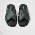 Prada Saffiano Leather Crisscross Slides