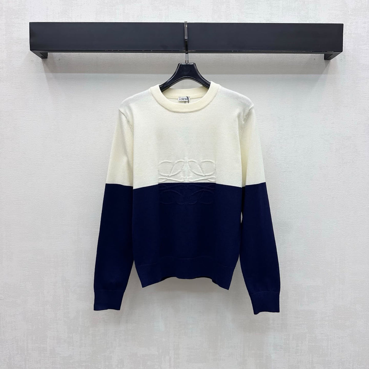 Loewe Colorblock Crewneck Knit Sweater with Anagram