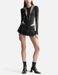 Mugler Cut-Out Long-Sleeve Bodysuit with Deep V-Neck