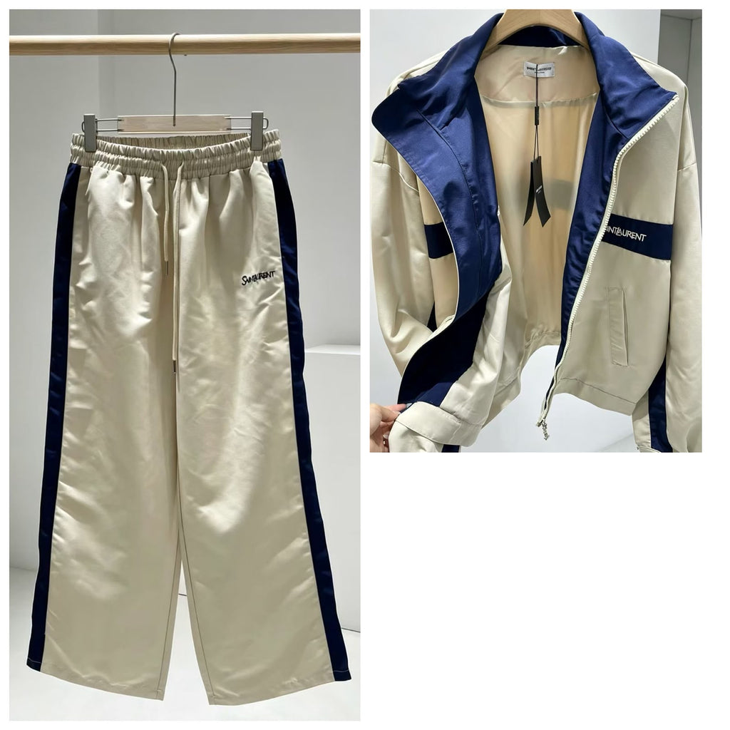 Saint Laurent Contrast Stripe Track Jacket and Pants Set