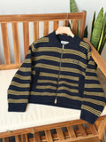 Miu Miu Striped Knit Zip Cardigan