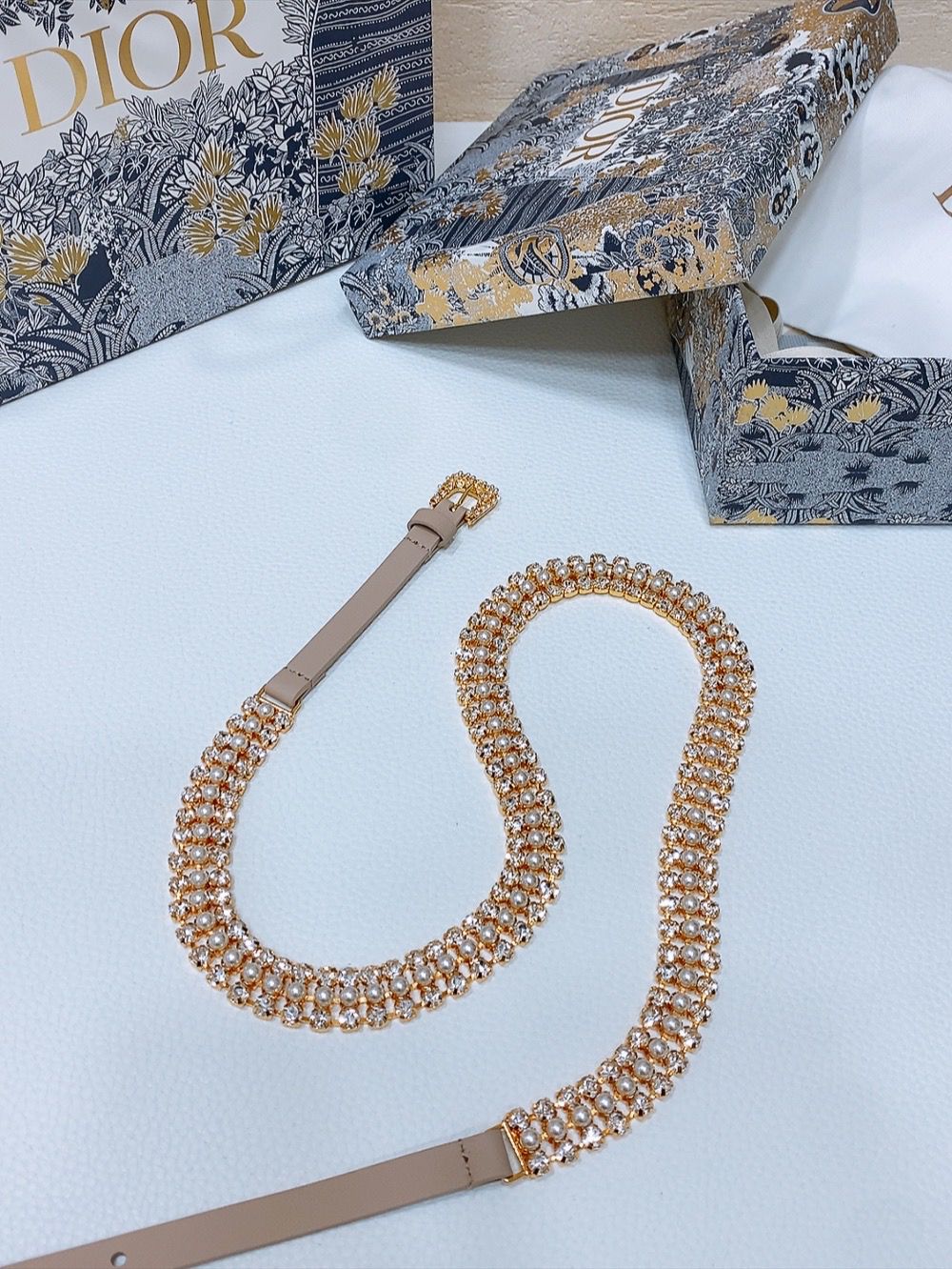 Dior Crystal Embellished Skinny Belt