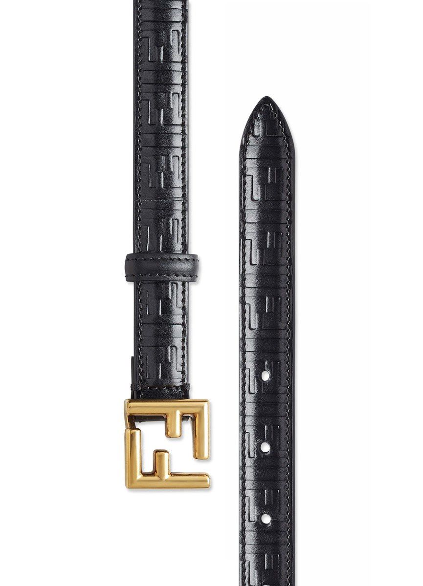 Fendi FF Logo Embossed Leather Belt