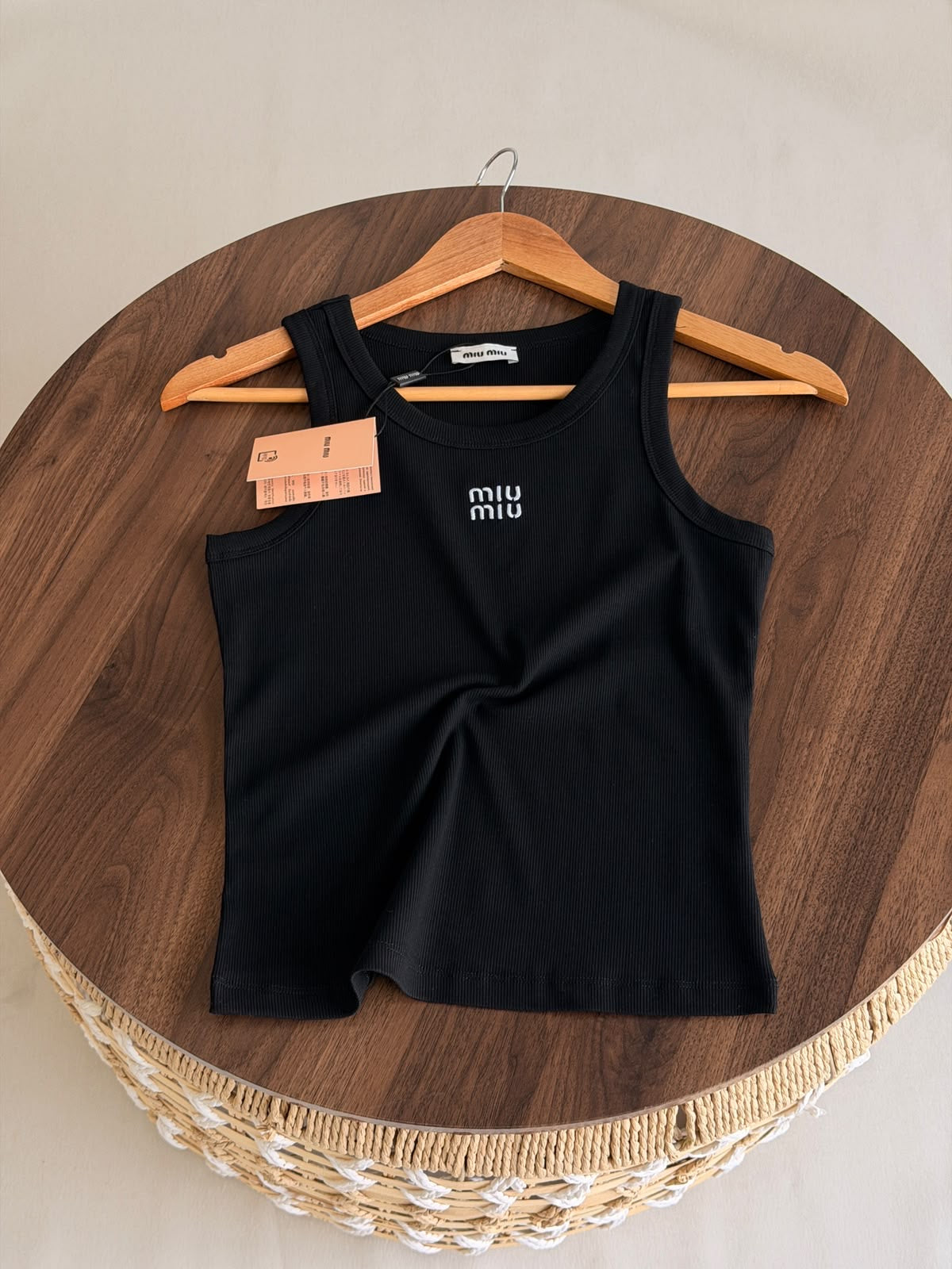 Miu Miu Embellished Logo Knit Tank Top